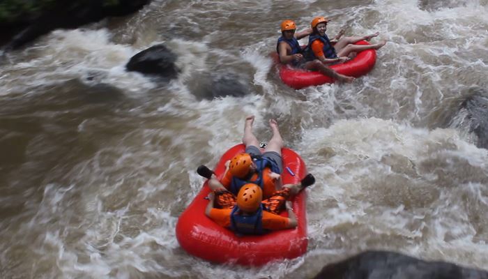 Bali Tubing Adventure Relaxing at Stop Point